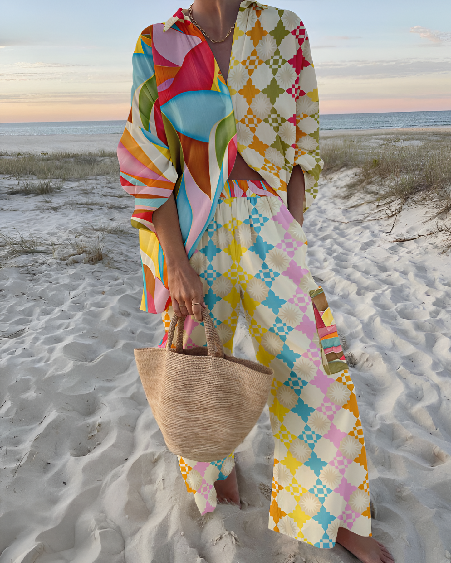 SILVIA | Elegancki Zestaw Wzorzystych Ubrań