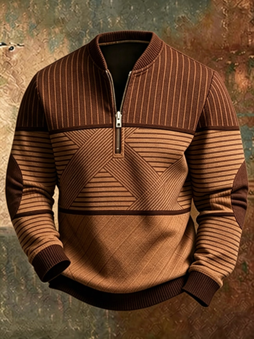 Viktor | Stylowy sweter męski z krótkim zamkiem błyskawicznym