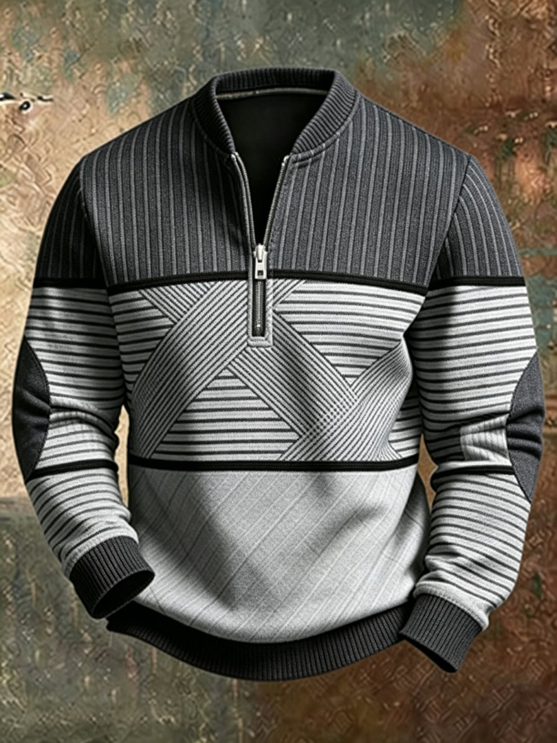 Viktor | Stylowy sweter męski z krótkim zamkiem błyskawicznym