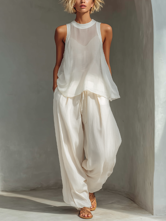 Ewelina - zwiewny komplet z luźną bluzką