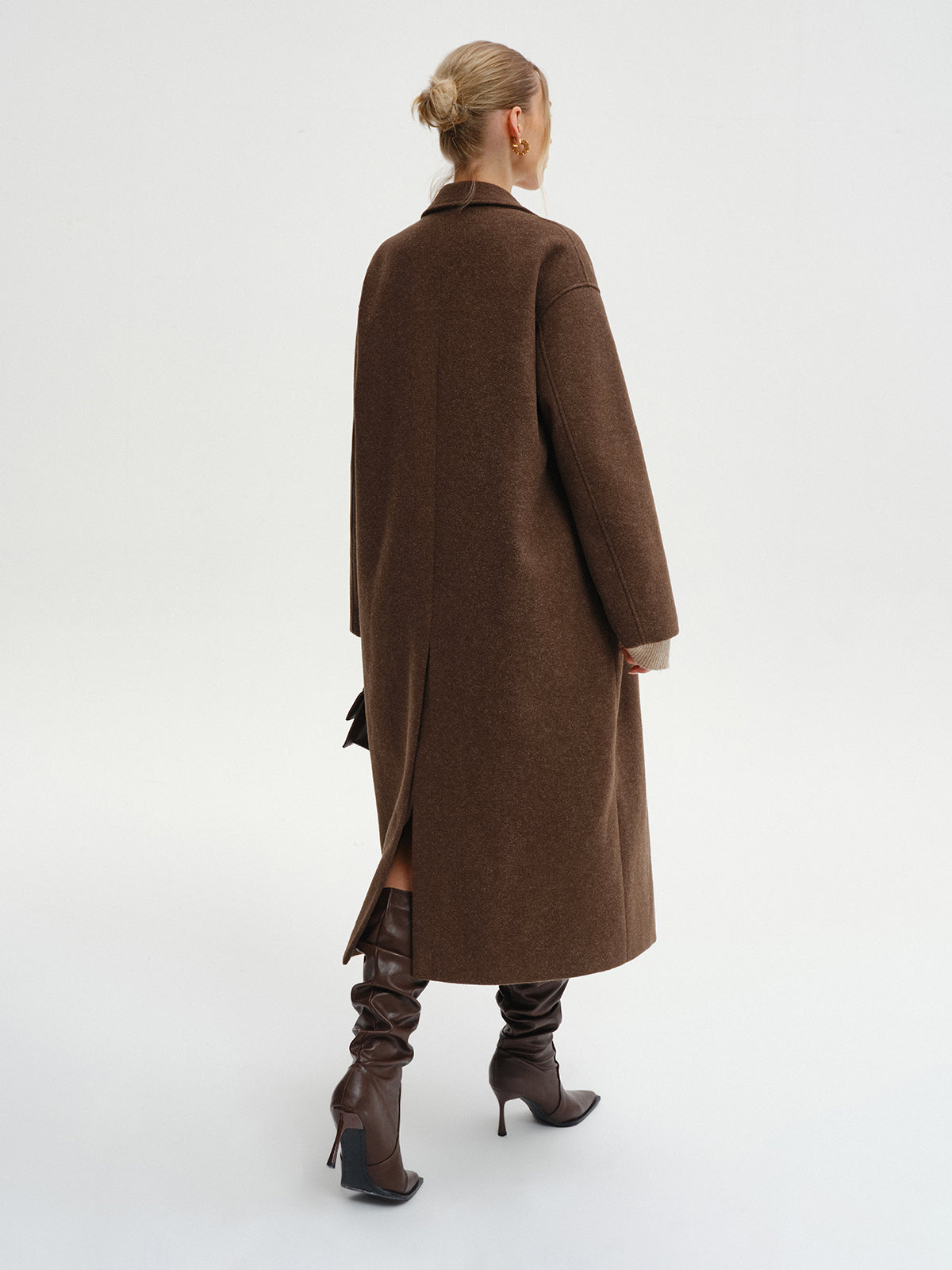 Halina – długi płaszcz tweedowy oversize