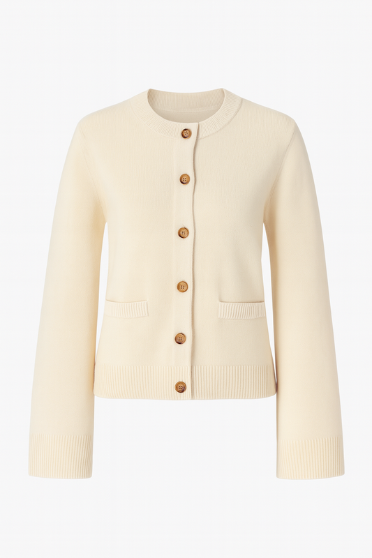 Kardigan Dzianinowy | Prosty Krój | Miękka Struktura