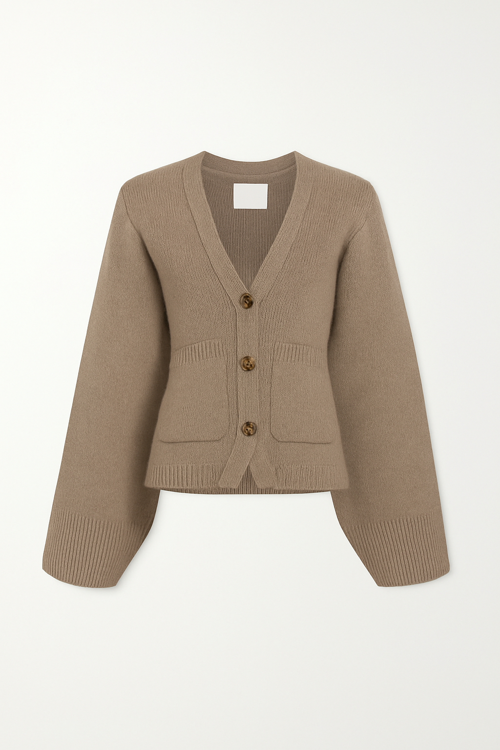 Kardigan Dzianinowy | Dekolt w Serek | Klasyczne Zapięcie na Guziki