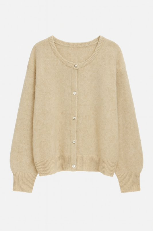 Kardigan z Miękkiej Dzianiny | Luźny Krój | Zapięcie na Guziki