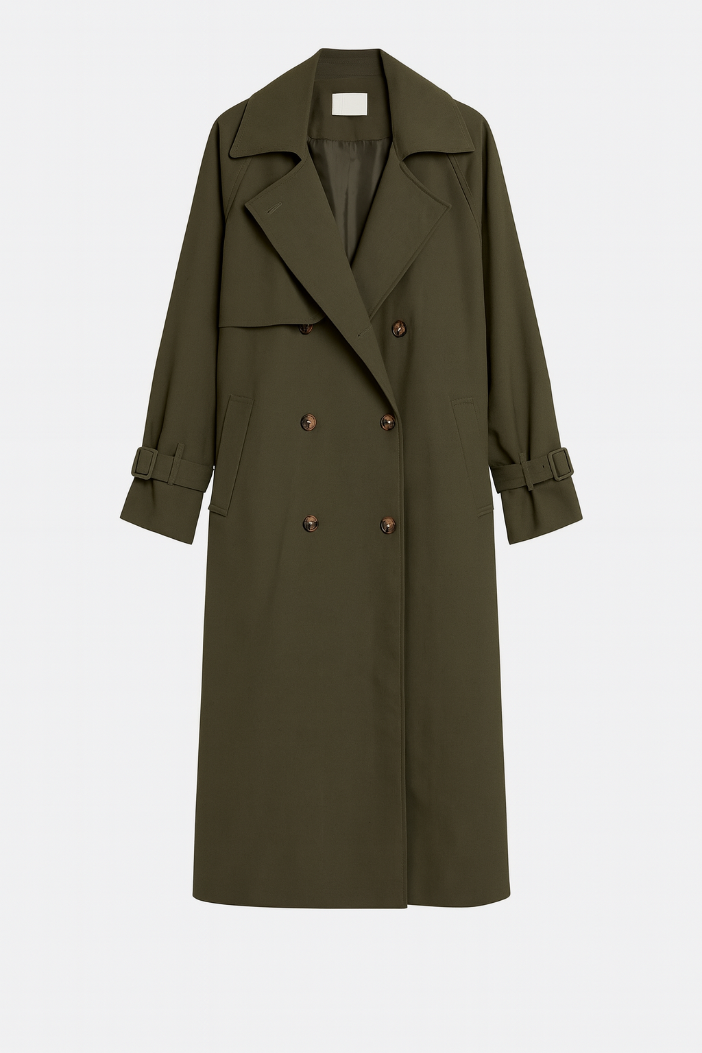 Trencz Dwurzędowy z Paskiem | Klasyczny Krój | Stylowa Elegancja na Co Dzień