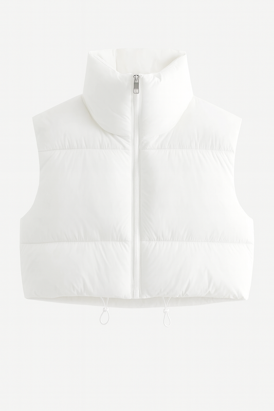 Damska Pikowana Kamizelka | Lekka i Krótka | Stójka i Suwak