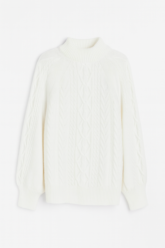 Sweter z Golfem o Luźnym Kroju | Pleciony Wzór | Miękka Dzianina na Chłodniejsze Dni