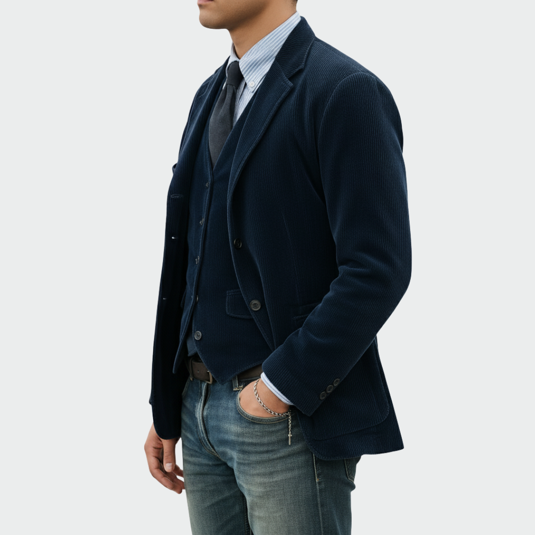 Romain | Elegancka Marynarka Męska z Kamizelką